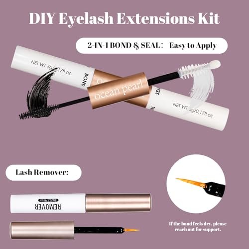 Ocean Pearl 320pcs 3D Thick Lash Clusters Kit - 60D+80D Eyelash Extensions with Adhesive, Sealer, Remover & Tweezers - görsel 18