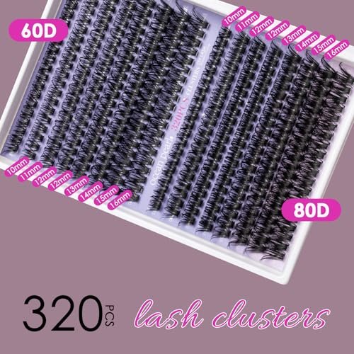Ocean Pearl 320pcs 3D Thick Lash Clusters Kit - 60D+80D Eyelash Extensions with Adhesive, Sealer, Remover & Tweezers - görsel 12