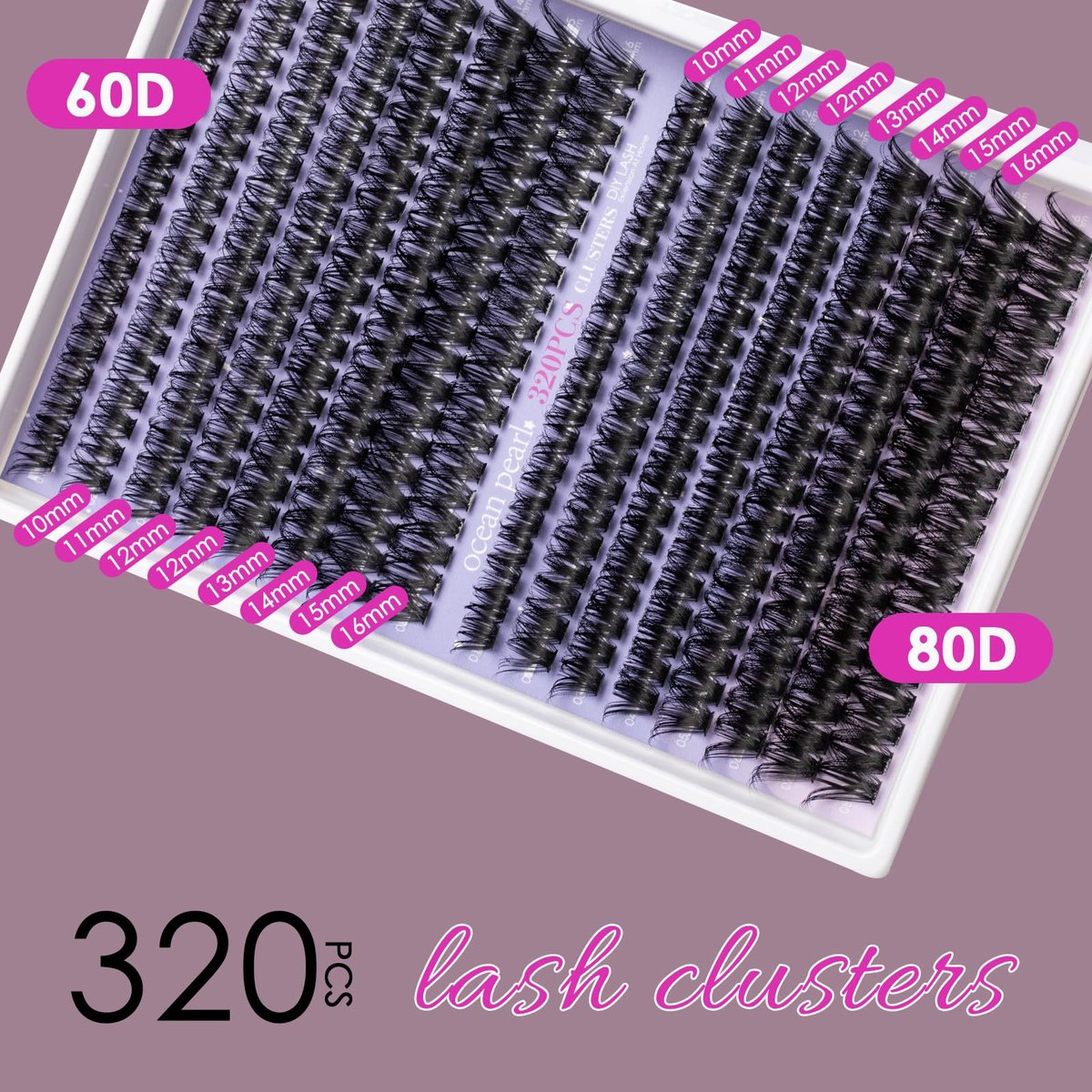 Ocean Pearl 320pcs 3D Thick Lash Clusters Kit - 60D+80D Eyelash Extensions with Adhesive, Sealer, Remover & Tweezers - görsel 11