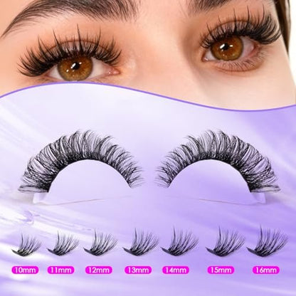 Ocean Pearl 320pcs 3D Thick Lash Clusters Kit - 60D+80D Eyelash Extensions with Adhesive, Sealer, Remover & Tweezers