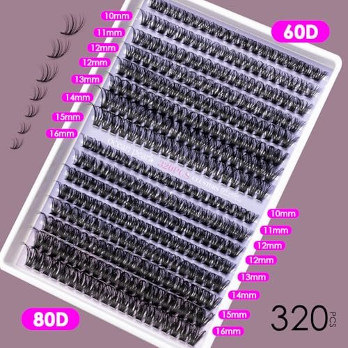 Ocean Pearl 320pcs 3D Thick Lash Clusters Kit - 60D+80D Eyelash Extensions with Adhesive, Sealer, Remover & Tweezers - görsel 8