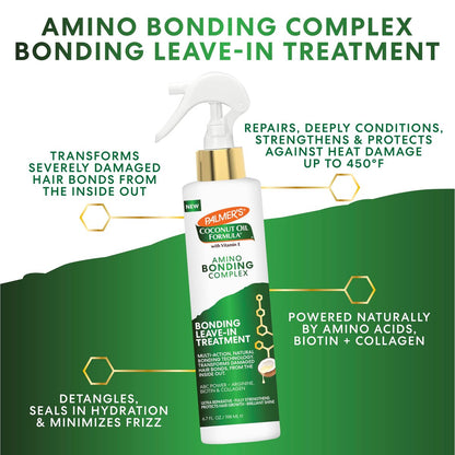 Palmer's Amino Bonding Complex Leave-In Conditioner Spray - Strengthening & Anti-Frizz with Coconut Oil & Vitamin E, Heat Protectant, 6.7 oz Avelisse
