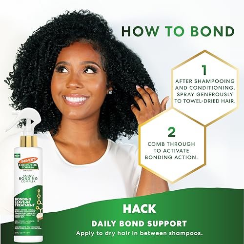 Palmer's Amino Bonding Complex Leave-In Conditioner Spray - Strengthening & Anti-Frizz with Coconut Oil & Vitamin E, Heat Protectant, 6.7 oz Avelisse