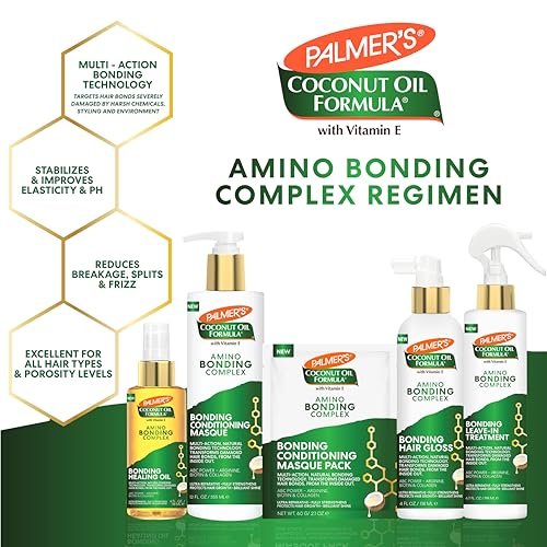 Palmer's Amino Bonding Complex Leave-In Conditioner Spray - Strengthening & Anti-Frizz with Coconut Oil & Vitamin E, Heat Protectant, 6.7 oz Avelisse