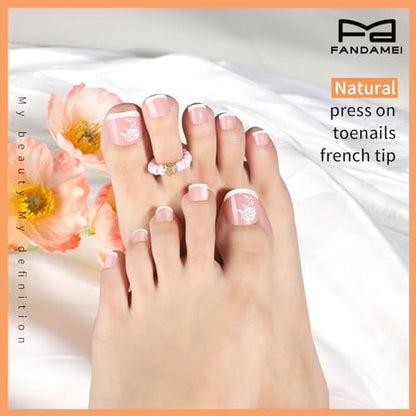 FANDAMEI 576PCS Press On Toenails - 24 Colors Short Fake Toe Nails with French Tip, Glitter, Glossy & Matte Finishes Avelisse