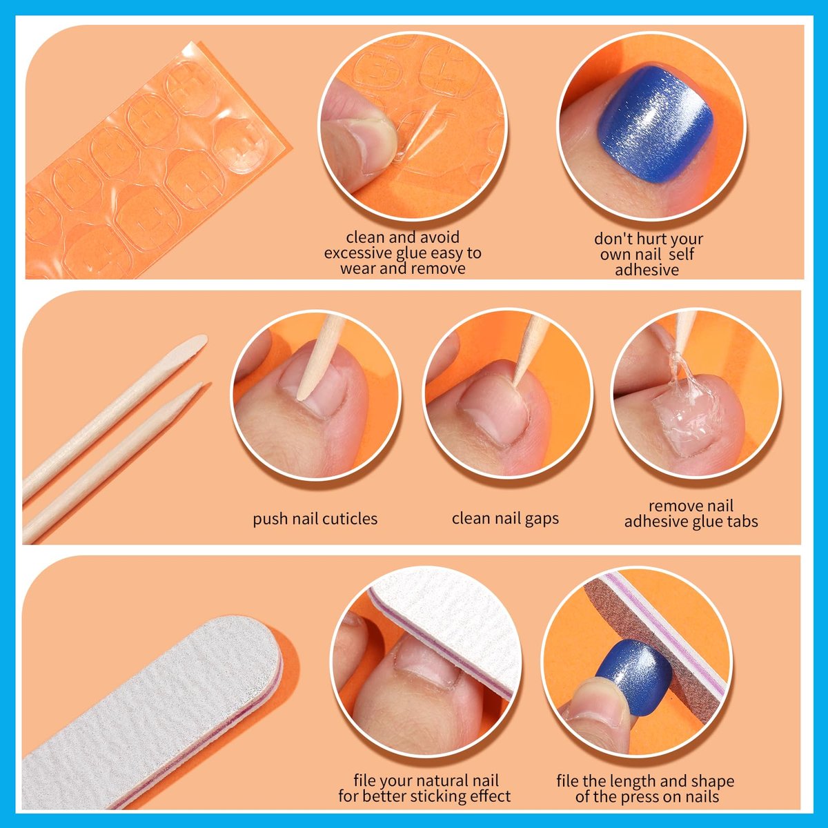 FANDAMEI 576PCS Press On Toenails - 24 Colors Short Fake Toe Nails with French Tip, Glitter, Glossy & Matte Finishes Avelisse