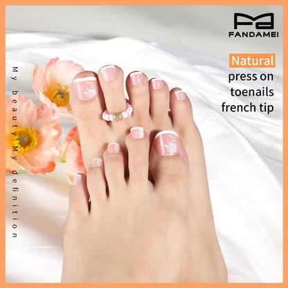 FANDAMEI 576PCS Press On Toenails - 24 Colors Short Fake Toe Nails with French Tip, Glitter, Glossy & Matte Finishes Avelisse
