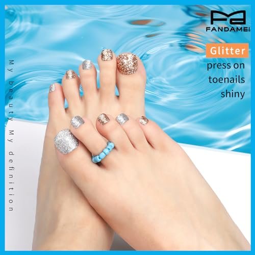 FANDAMEI 576PCS Press On Toenails - 24 Colors Short Fake Toe Nails with French Tip, Glitter, Glossy & Matte Finishes Avelisse