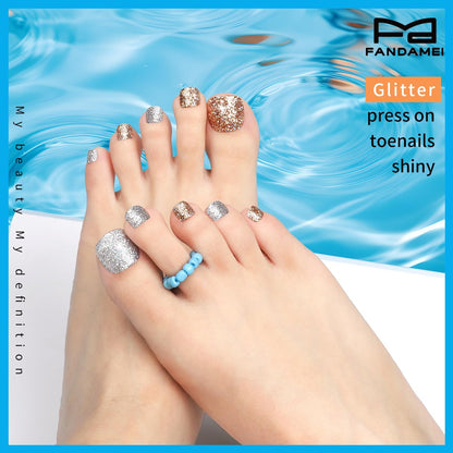 FANDAMEI 576PCS Press On Toenails - 24 Colors Short Fake Toe Nails with French Tip, Glitter, Glossy & Matte Finishes Avelisse