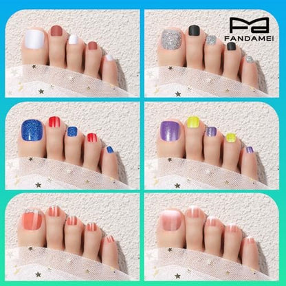FANDAMEI 576PCS Press On Toenails - 24 Colors Short Fake Toe Nails with French Tip, Glitter, Glossy & Matte Finishes Avelisse