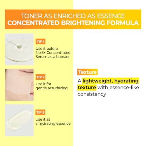 numbuzin No.5 Vitamin Boosting Essential Toner - Radiance-Boosting Toner for Uneven & Dull Skin with Glutathione, Vitamin C, Niacinamide - First Step Skincare, 6.76 fl oz (200ml) Avelisse