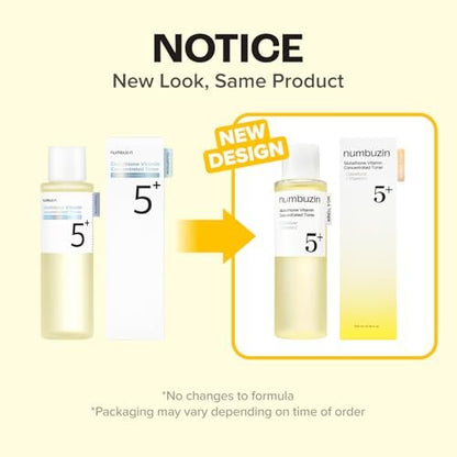 numbuzin No.5 Vitamin Boosting Essential Toner - Radiance-Boosting Toner for Uneven & Dull Skin with Glutathione, Vitamin C, Niacinamide - First Step Skincare, 6.76 fl oz (200ml) Avelisse