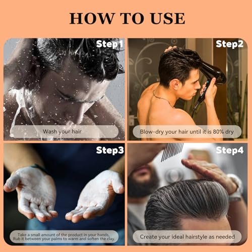 GRIMSON Hair Clay for Men - Strong Hold, Matte Finish, All Hair Types, Easy Wash Out, 100g/3.5oz - görsel 8