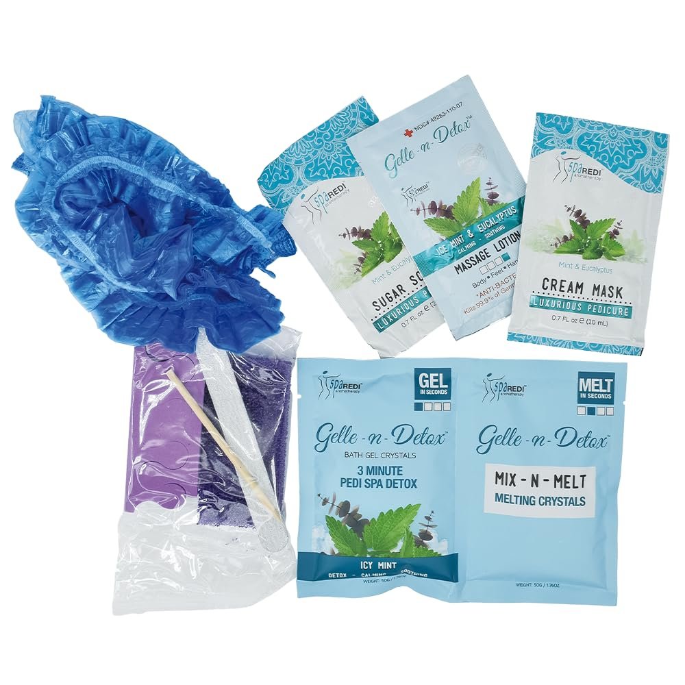 SPA REDI Luxurious Gel Pedicure Kit - Icy Mint - 10-in-1 Professional Foot Care - görsel 1