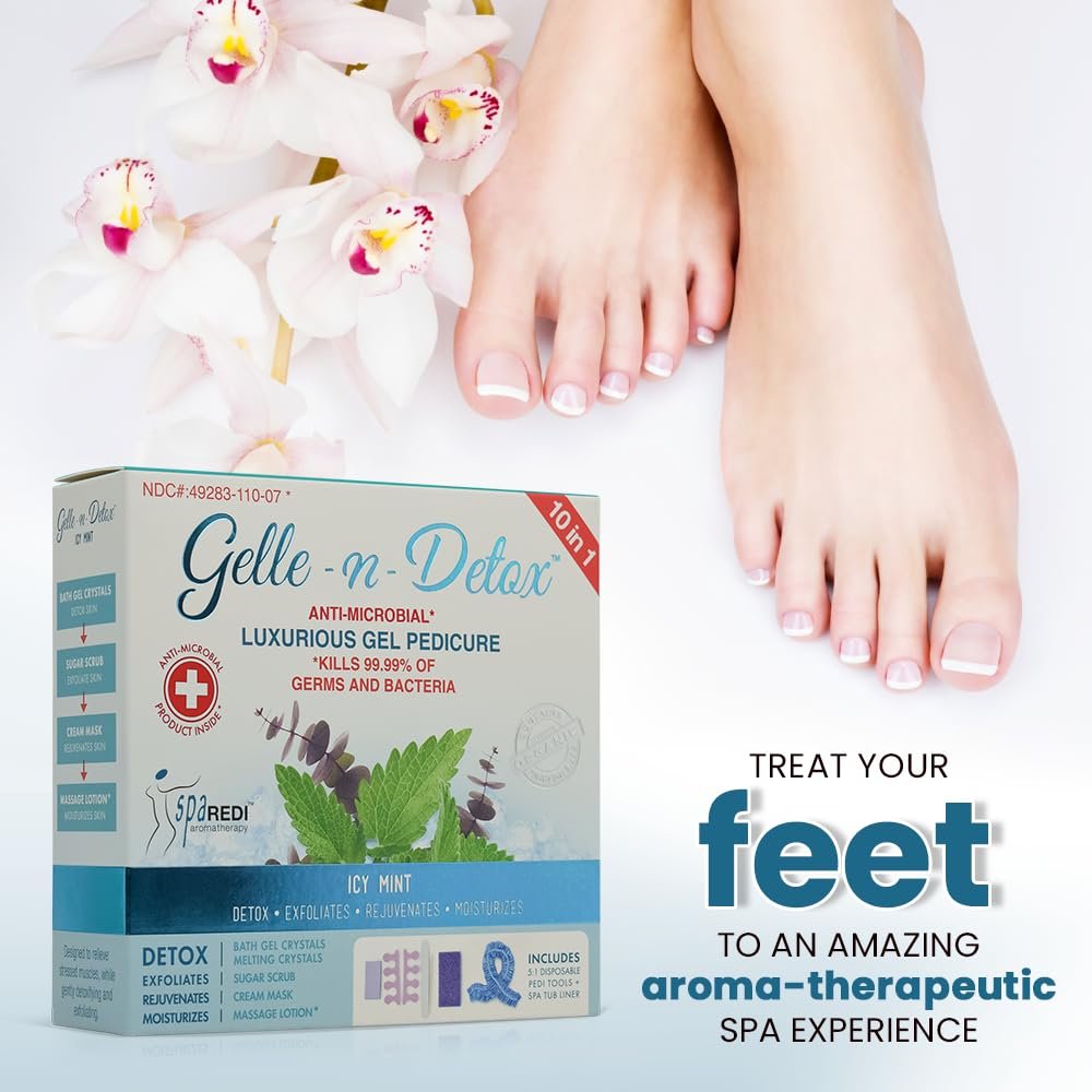 SPA REDI Luxurious Gel Pedicure Kit - Icy Mint - 10-in-1 Professional Foot Care - görsel 7