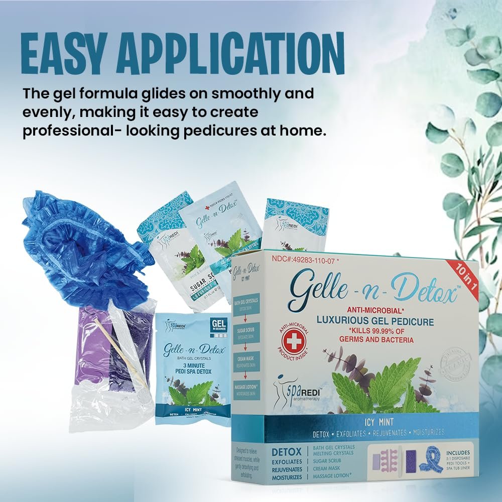 SPA REDI Luxurious Gel Pedicure Kit - Icy Mint - 10-in-1 Professional Foot Care - görsel 11