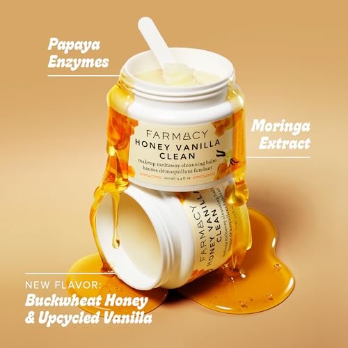 Farmacy Makeup Remover Cleansing Balm - Honey Vanilla Waterproof Makeup Remover Balm + Oil Cleanser for Face - Gently Melts Make Up + SPF - Hydrates + Softens Skin with Honey + Papaya (100ml) Avelisse