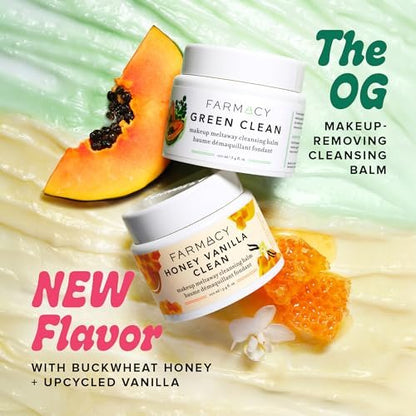 Farmacy Makeup Remover Cleansing Balm - Honey Vanilla Waterproof Makeup Remover Balm + Oil Cleanser for Face - Gently Melts Make Up + SPF - Hydrates + Softens Skin with Honey + Papaya (100ml) Avelisse