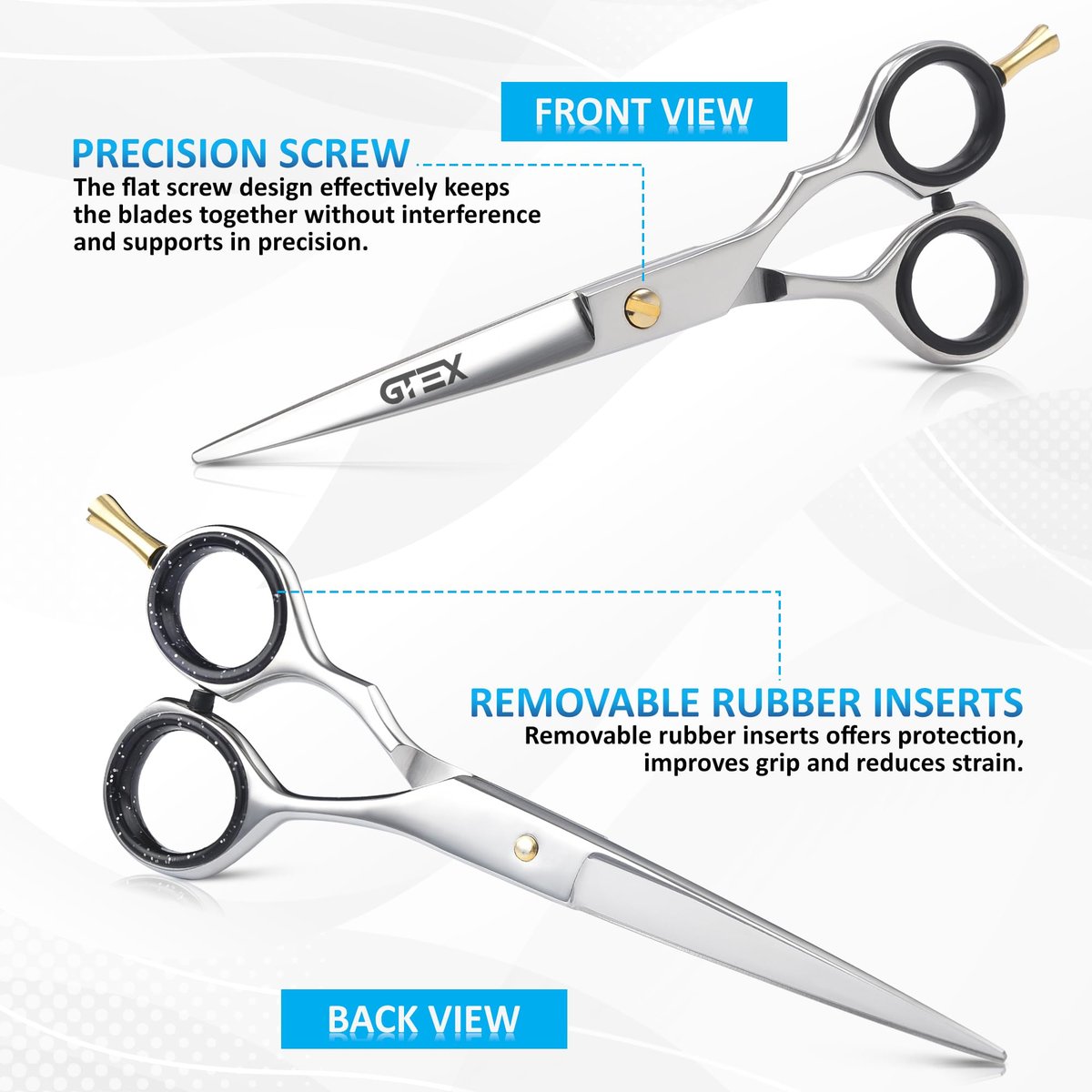 GTEX Professional 6.5 Inch Hair Scissors - Super Sharp Barber Shears for Precision Cutting - görsel 9