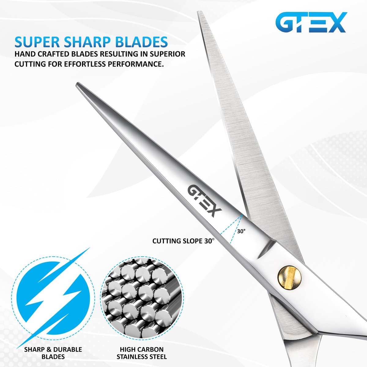 GTEX Professional 6.5 Inch Hair Scissors - Super Sharp Barber Shears for Precision Cutting - görsel 3