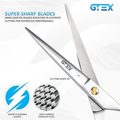 GTEX Professional 6.5 Inch Hair Scissors - Super Sharp Barber Shears for Precision Cutting - görsel 4