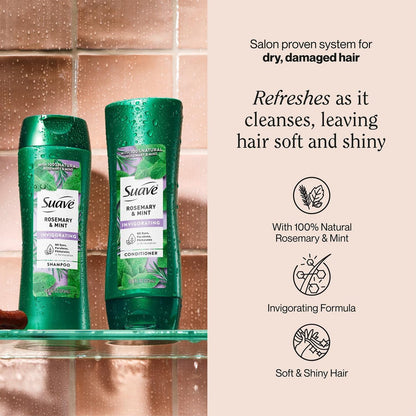 Suave Rosemary & Mint Shampoo and Conditioner Set – Invigorating Frizz Control for Soft, Shiny Hair – 12.6 oz Each Avelisse