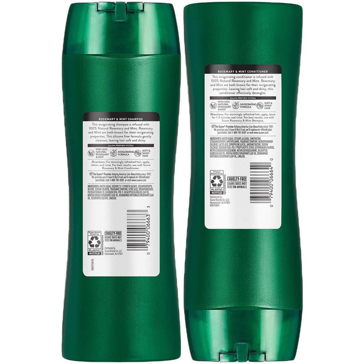 Suave Rosemary & Mint Shampoo and Conditioner Set – Invigorating Frizz Control for Soft, Shiny Hair – 12.6 oz Each Avelisse