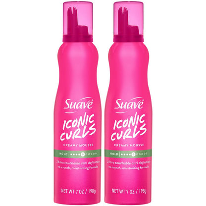 Suave Whipped Mousse - Captivating Curls for Wavy and Curly Hair, Anti-Frizz Styling Product for Flexible, Crunch-Free Styles, 7 oz (Pack of 2)