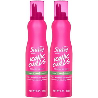 Suave Whipped Mousse - Captivating Curls for Wavy and Curly Hair, Anti-Frizz Styling Product for Flexible, Crunch-Free Styles, 7 oz (Pack of 2)