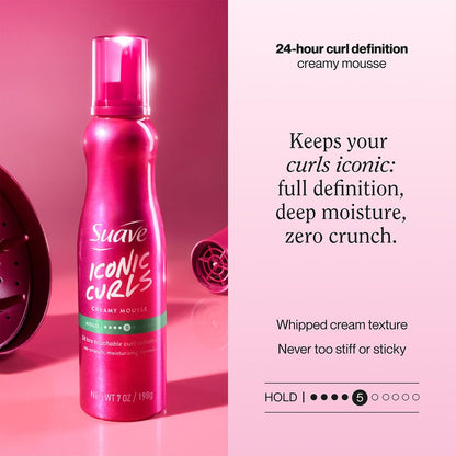 Suave Whipped Mousse - Captivating Curls for Wavy and Curly Hair, Anti-Frizz Styling Product for Flexible, Crunch-Free Styles, 7 oz (Pack of 2)