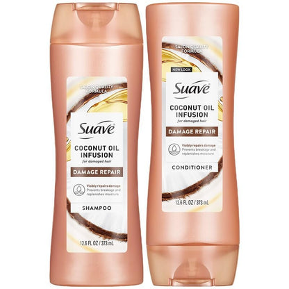 Suave Coconut Infusion Shampoo and Conditioner Set – Visible Damage Repair with Moisturizing Frizz Control, 12.6 oz Each Avelisse