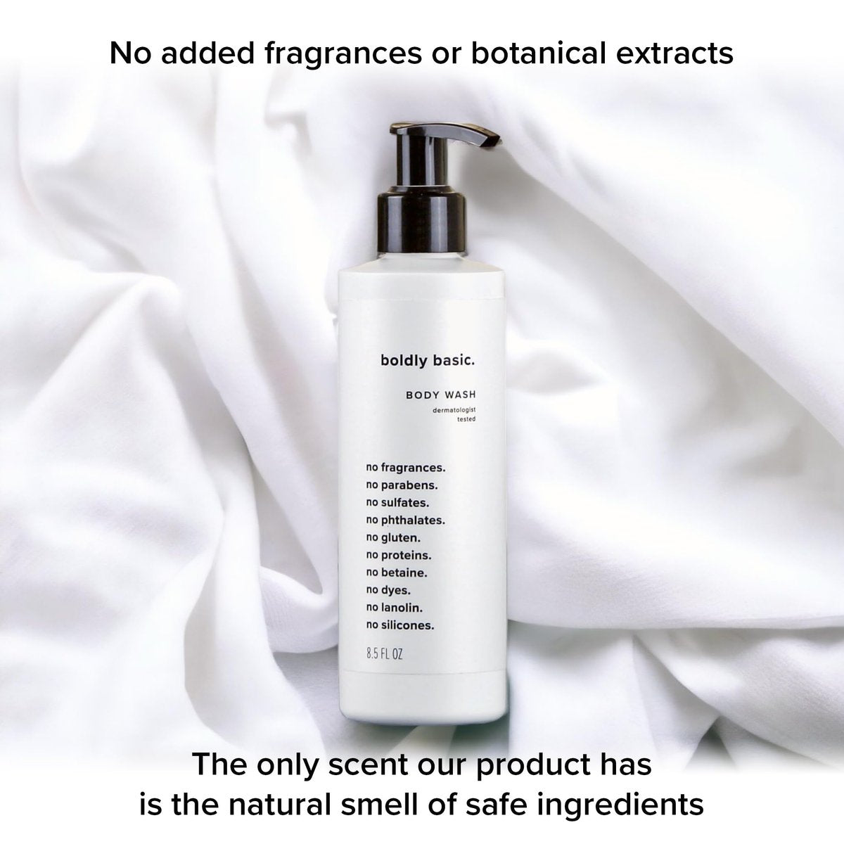 Boldly Basic Fragrance Free Body Wash – Gentle Unscented Shower Gel for Sensitive Skin, Dermatologist Tested, Sulfate-Free, Paraben-Free, Gluten-Free, Non-Comedogenic & Hypoallergenic (8.5 Fl Oz) Avelisse