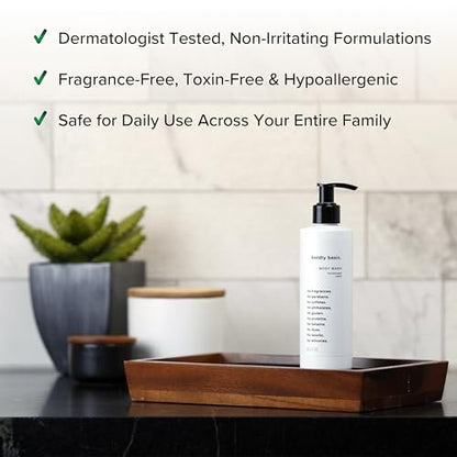 Boldly Basic Fragrance Free Body Wash – Gentle Unscented Shower Gel for Sensitive Skin, Dermatologist Tested, Sulfate-Free, Paraben-Free, Gluten-Free, Non-Comedogenic & Hypoallergenic (8.5 Fl Oz) Avelisse
