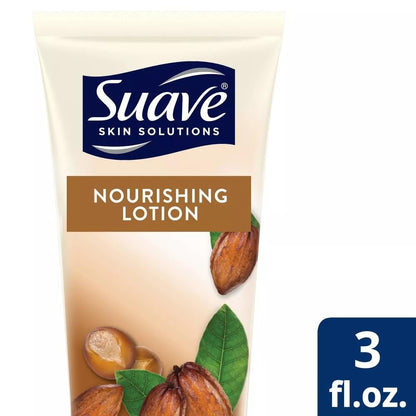 Suave Nourishing Hand & Body Lotion, Cocoa Butter & Shea, 3 oz (Pack of 3) - 24H Moisture for Extremely Dry Skin