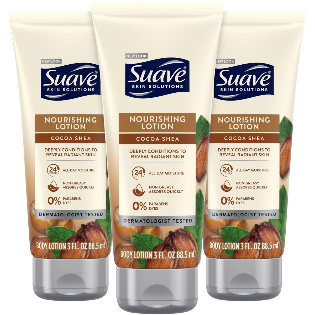 Suave Nourishing Hand & Body Lotion, Cocoa Butter & Shea, 3 oz (Pack of 3) - 24H Moisture for Extremely Dry Skin - görsel 1