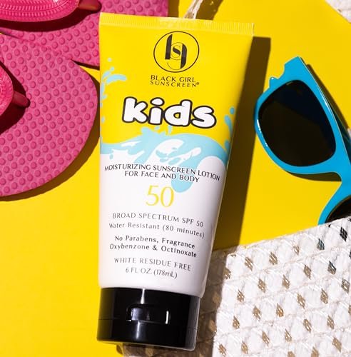 Black Girl Sunscreen Kids SPF 50 Lotion for Face & Body – No White Cast, Water Resistant 80 Minutes, Melanin Rich Skin, 6 fl oz - görsel 8