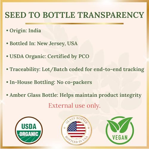 Pomberries Organic Moringa Oil – USDA Certified 100% Pure, Cold-Pressed & Unrefined – Moringa Seed Oil for Face, Skin, Hair & Body – Hydrating, Anti-Aging Moisturizer – 4 fl oz Amber Glass Bottle - görsel 4