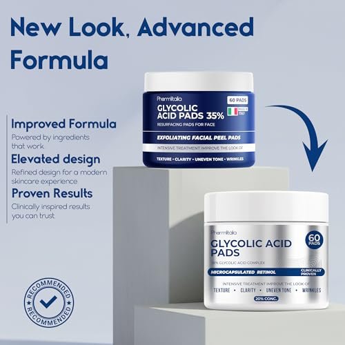 Glycolic Acid Pads 35% - Resurfacing Pads for Face & Body - Exfoliating Peel Pads for Blackheads, Dark Spots, Fine Lines & Wrinkles - 60 Count Avelisse
