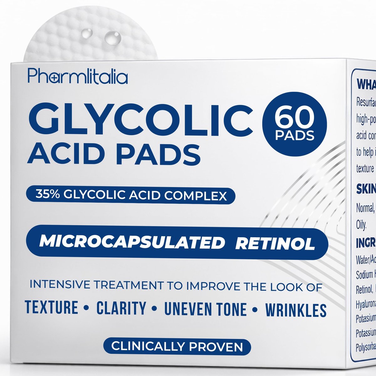 Glycolic Acid Pads 35% - Resurfacing Pads for Face & Body - Exfoliating Peel Pads for Blackheads, Dark Spots, Fine Lines & Wrinkles - 60 Count Avelisse