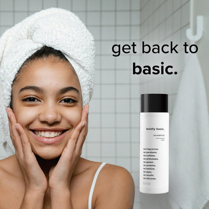 Boldly Basic Fragrance Free Shampoo - Gentle Unscented Shampoo for Sensitive Skin - Dermatologist Tested, Hypoallergenic, Non Comedogenic - No Sulfates, Parabens, or Gluten - 8.5 Fl Oz Avelisse