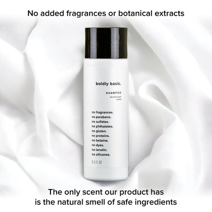 Boldly Basic Fragrance Free Shampoo - Gentle Unscented Shampoo for Sensitive Skin - Dermatologist Tested, Hypoallergenic, Non Comedogenic - No Sulfates, Parabens, or Gluten - 8.5 Fl Oz Avelisse