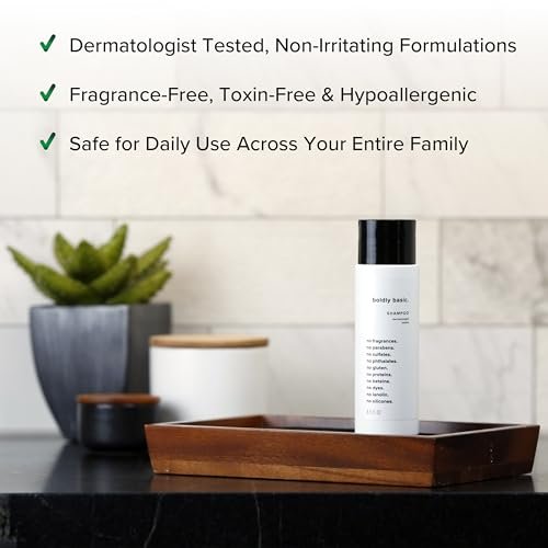 Boldly Basic Fragrance Free Shampoo - Gentle Unscented Shampoo for Sensitive Skin - Dermatologist Tested, Hypoallergenic, Non Comedogenic - No Sulfates, Parabens, or Gluten - 8.5 Fl Oz Avelisse