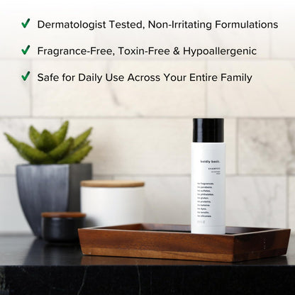 Boldly Basic Fragrance Free Shampoo - Gentle Unscented Shampoo for Sensitive Skin - Dermatologist Tested, Hypoallergenic, Non Comedogenic - No Sulfates, Parabens, or Gluten - 8.5 Fl Oz Avelisse