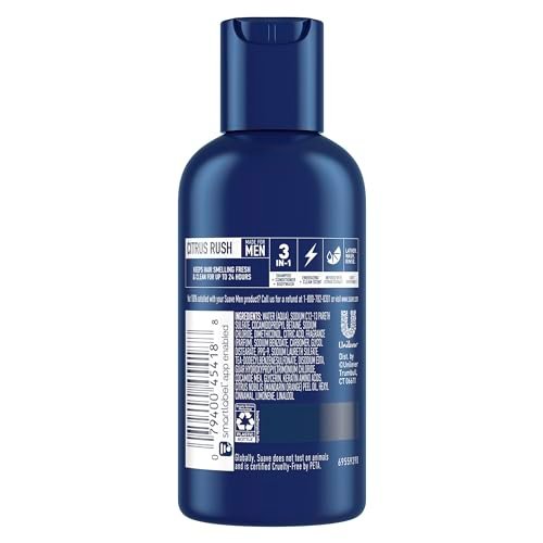Suave Men Body Wash 3-in-1 Citrus Rush – Travel-Size Shampoo, Conditioner & Soap All-in-One Formula with Keratin for Healthy Hair & Skin, 3 Oz Ea (Pack of 3) - görsel 10