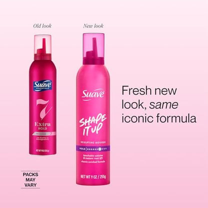 Suave Extra Hold Mousse for Curly Hair, Wavy, All Hair Types, Moisturizing & Nourishing, Foam, Scented 9 oz (Pack of 2) Avelisse