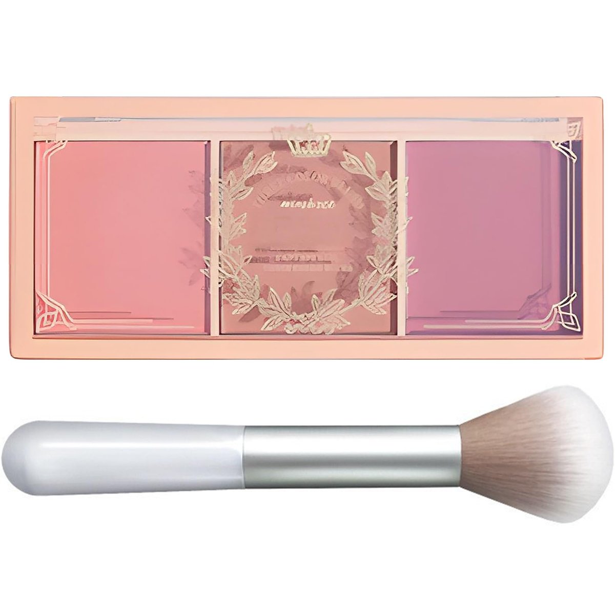 3 Color Matte Pink Blush Palette with Brush – Long Lasting Cheek Makeup, Light & Smooth Blush Powder for Face Beauty - görsel 1