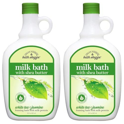 Village Naturals Bath Shoppe White Tea and Jasmine Foaming Milk Bath - 28 Fl Oz (Pack of 2) Avelisse