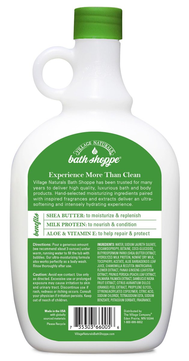 Village Naturals Bath Shoppe White Tea and Jasmine Foaming Milk Bath - 28 Fl Oz (Pack of 2) Avelisse