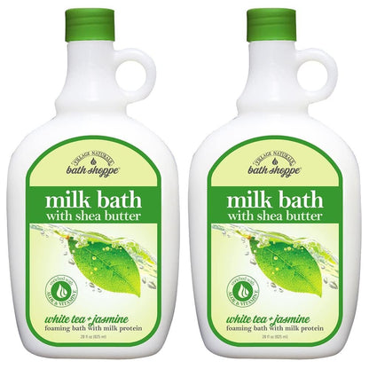Village Naturals Bath Shoppe White Tea and Jasmine Foaming Milk Bath - 28 Fl Oz (Pack of 2) Avelisse
