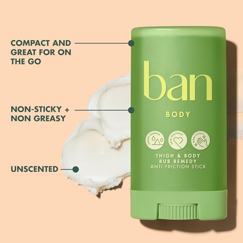 Ban Thigh & Body Anti-Friction Balm - Unscented, 1.4 Oz - Prevents Chafing & Skin Irritation for Women & Men Avelisse
